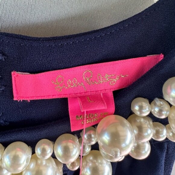 NWT LILLY PULITZER SIZE LARGE SHAWN MAXI DRESS *TRUE NAVY* EMBELLISHED - Picture 9 of 16